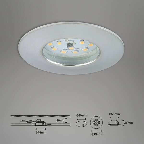 BRI 7204-039 3ks sada LED vestavné svítidlo, pr. 7,5 cm, hliník - BRILONER