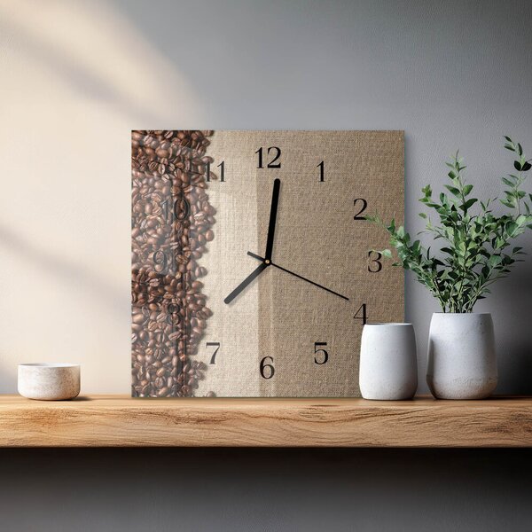 Skleněné hodiny na stěnu Kávová zrna zskc-30x30-00173597