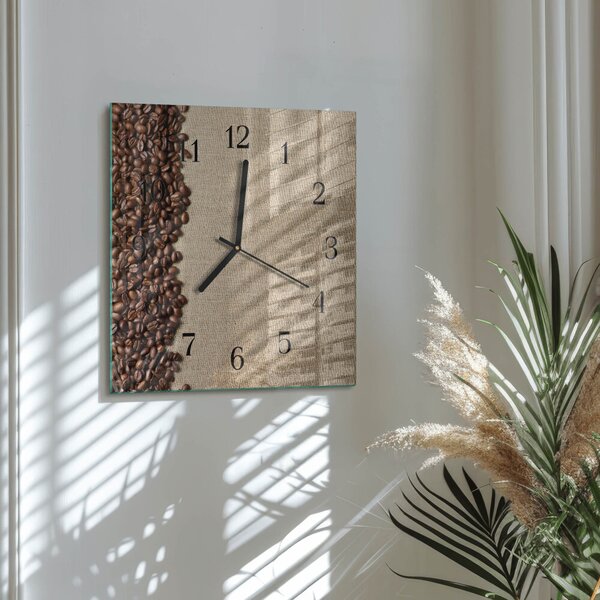 Skleněné hodiny na stěnu Kávová zrna zskc-30x30-00173597