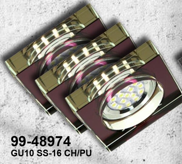 Candellux A SET OF THREE LUMINAIRES SS-16 CH/PU 3X3W GU10 LED WITH BULB LED Chrome SQUARE GLASS VIOLET