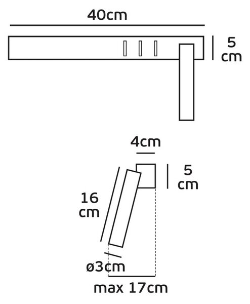 VK Light Olo LED nástěnné svítidlo 3v1 ČernáLevá