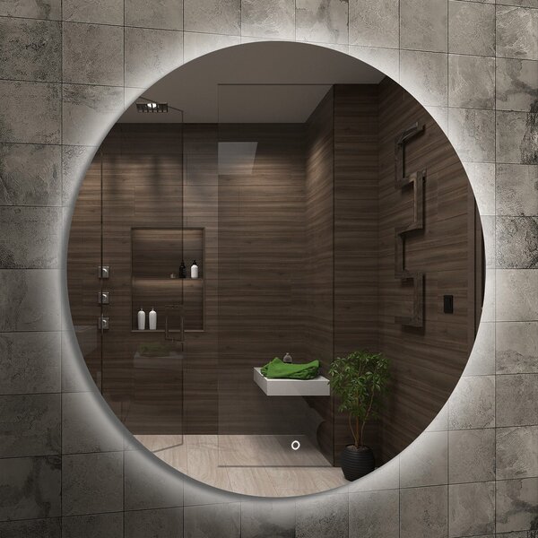 Venti Koło Led zrcadlo 80x80 cm kulatý s osvětlením stříbrná 5907459662283