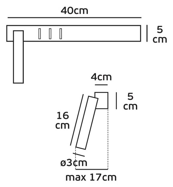 VK Light Olo LED nástěnné svítidlo 3v1 ČernáLevá