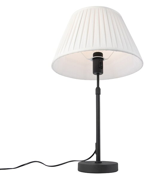 Stolní lampa černá s plisovaným stínítkem krémové barvy 35 cm nastavitelná - Parte