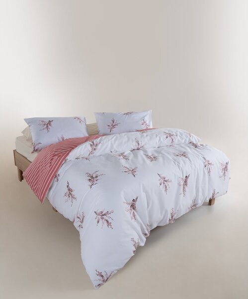 Bílé/růžové povlečení na dvoulůžko/prodloužené z bavlny Renforcé 240x220 cm Breeze Floral – Mila Home Luxury
