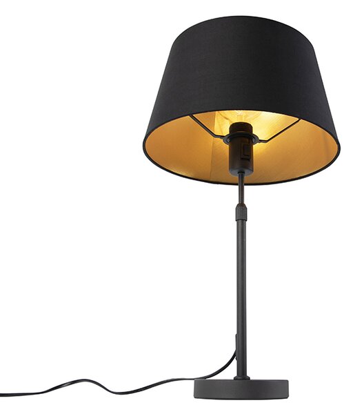 Stolní lampa černá s stínidlem černým se zlatem 35 cm - Parte