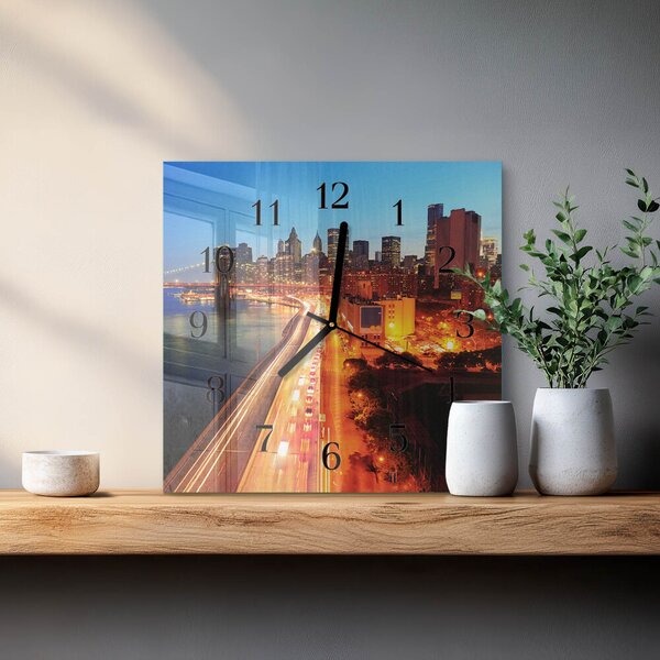 Skleněné hodiny na stěnu Horizont zskc-30x30-00173667