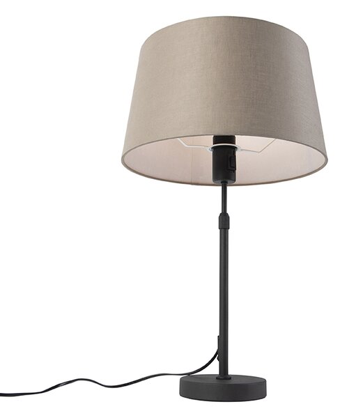 Stolní lampa černá s lněným stínítkem taupe 35 cm nastavitelná - Parte