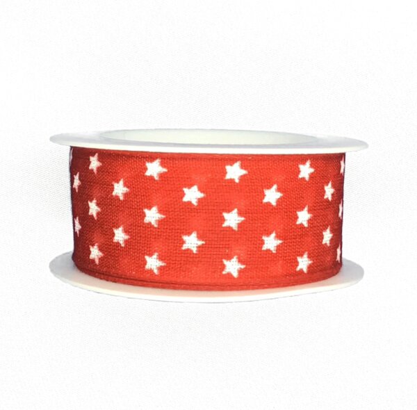 Stuha vánoční bavlněná TINY STARS červená 25mm x 2m
