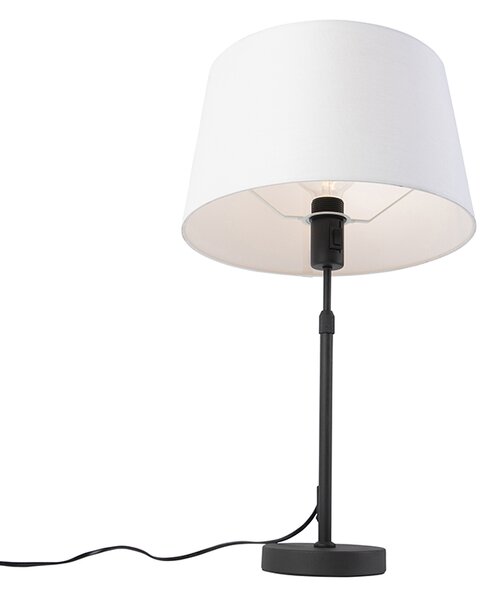 Stolní lampa černá s bílým lněným stínítkem 35 cm nastavitelná - Parte