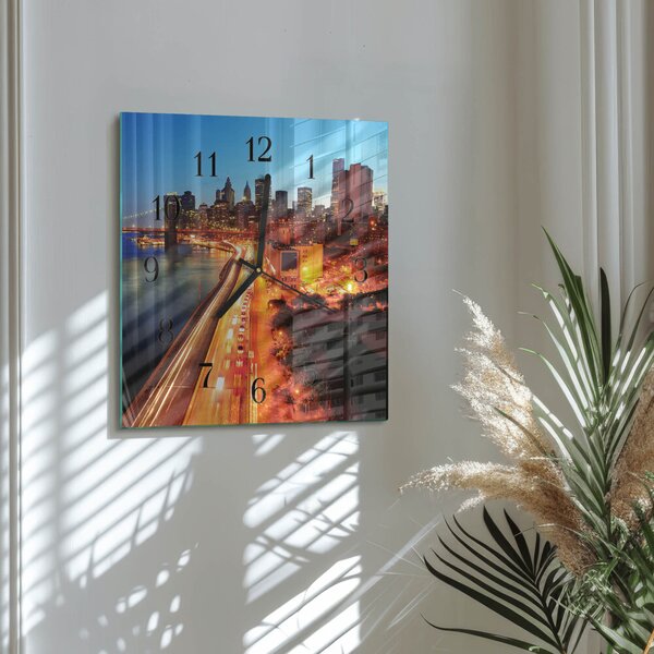 Skleněné hodiny na stěnu Horizont zskc-30x30-00173667