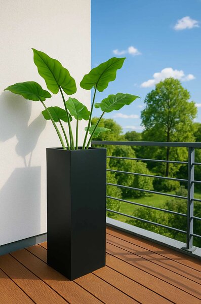 Květináč BLOCK, pozink, výška 80 cm, antracit, vč. zavlaž. systému