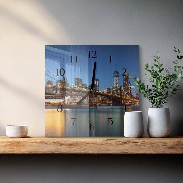 Skleněné hodiny na stěnu Horizontální most zskc-30x30-00173670
