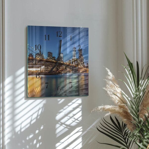 Skleněné hodiny na stěnu Horizontální most zskc-30x30-00173670