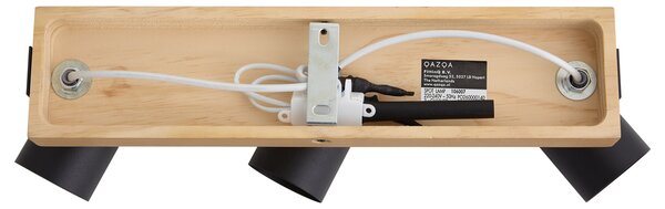 Stropní lampa černá se dřevem 3-světlo nastavitelná obdélníková - Jeana