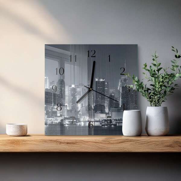 Skleněné hodiny na stěnu Noc na obzoru zskc-30x30-00173672