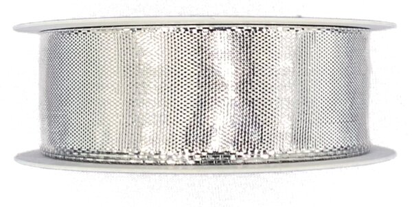 Vánoční stuha CELEBRATION SILVER stříbrná lesklá 25 mm x 2 m