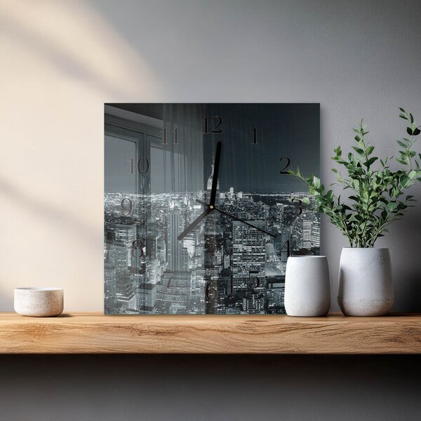 Skleněné hodiny na stěnu Noc na obzoru zskc-30x30-00173673