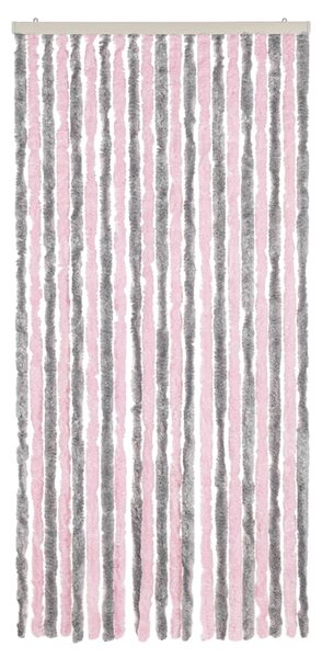Závěs proti hmyzu stříbrošedý a růžový 90 x 220 cm žinylka