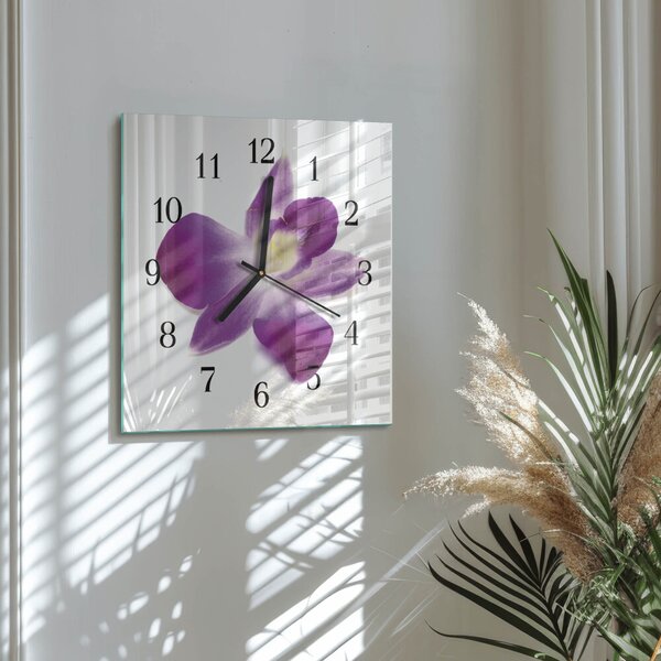 Skleněné hodiny na stěnu Květina orchideje zskc-30x30-00173701