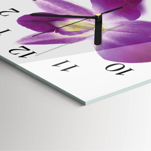 Skleněné hodiny na stěnu Květina orchideje zskc-30x30-00173701