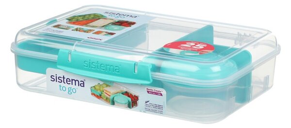 Sistema Dělený svačinový box To Go Bento Create s nádobou na jogurt a miskou 1,48 l, zelená