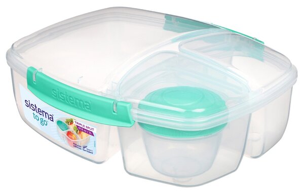 Sistema Dělený svačinový box To Go Triple Split s nádobou na jogurt 2 l, zelená