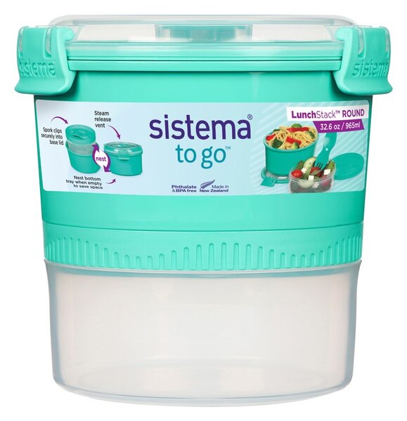 Sistema Obědový box s vodotěsnou miskou a vidličkou To Go LunchStack Round 965 ml, zelená