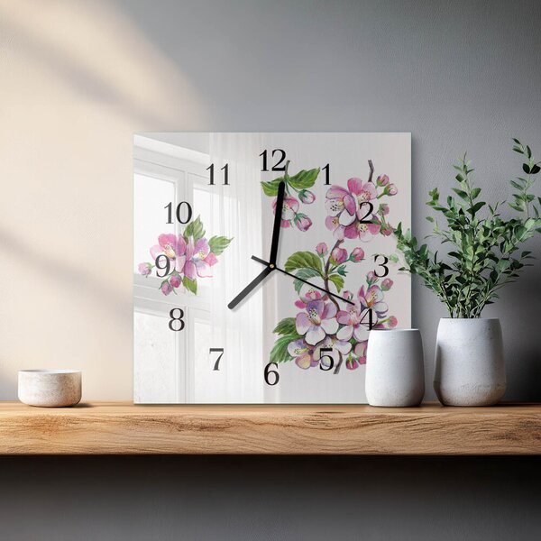 Skleněné hodiny na stěnu Květiny zskc-30x30-00173712