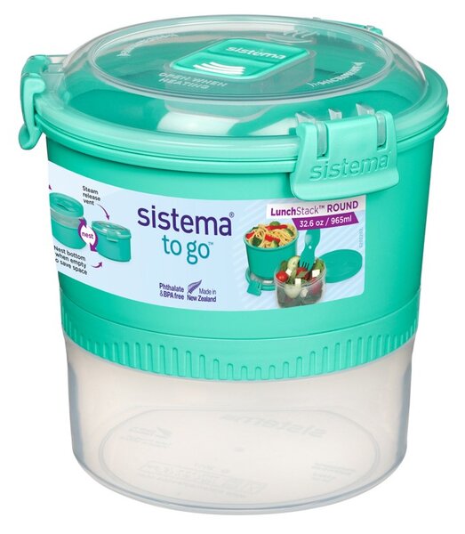 Sistema Obědový box s vodotěsnou miskou a vidličkou To Go LunchStack Round 965 ml, zelená