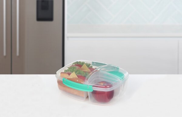 Sistema Dělený svačinový box To Go Triple Split s nádobou na jogurt 2 l, zelená
