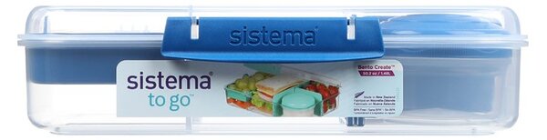 Sistema Dělený svačinový box To Go Bento Create s nádobou na jogurt a miskou 1,48 l, modrá