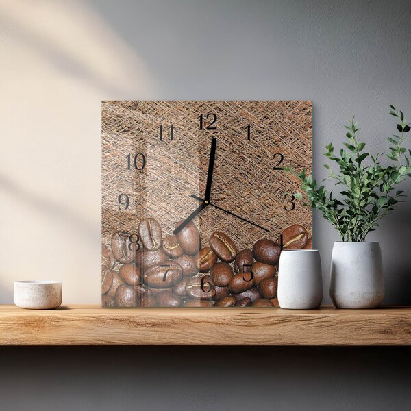Skleněné hodiny na stěnu Kávová zrna zskc-30x30-00173716
