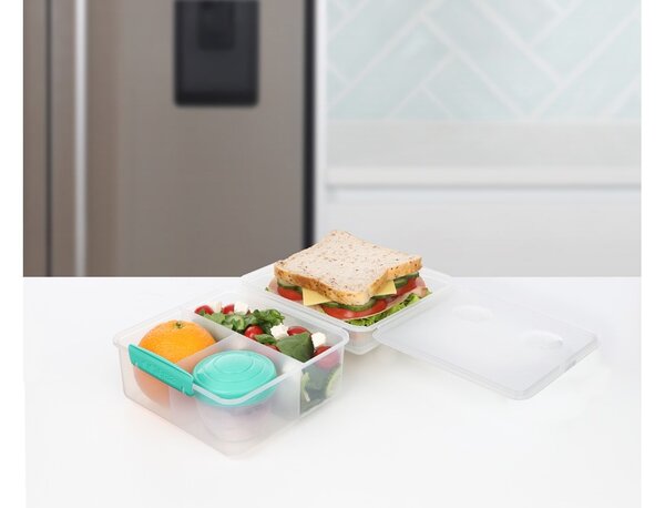 Sistema Dělený svačinový box To Go Lunch Cube Max s nádobou na jogurt s dvojitým víčkem 2 l, zelená