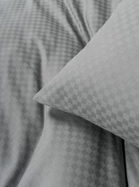 Šedé povlečení na jednolůžko z bavlny Renforcé 140x200 cm Checkered – Mila Home Luxury