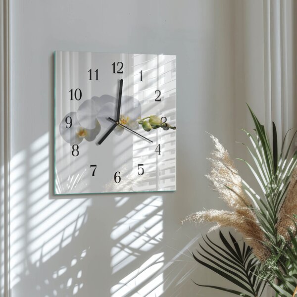 Skleněné hodiny na stěnu Orchidej zskc-30x30-00173753