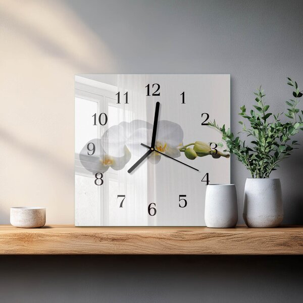 Skleněné hodiny na stěnu Orchidej zskc-30x30-00173753