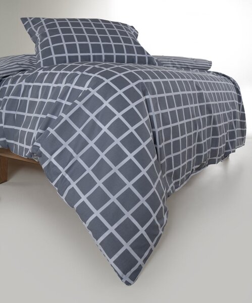Šedé povlečení na jednolůžko z bavlny Renforcé 140x200 cm Linear Calm Geometric – Mila Home Luxury