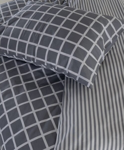 Šedé povlečení na jednolůžko z bavlny Renforcé 140x200 cm Linear Calm Geometric – Mila Home Luxury