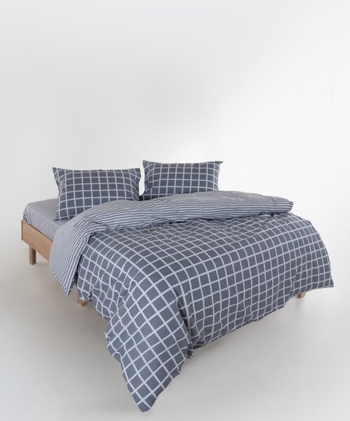 Šedé povlečení na jednolůžko z bavlny Renforcé 140x200 cm Linear Calm Geometric – Mila Home Luxury