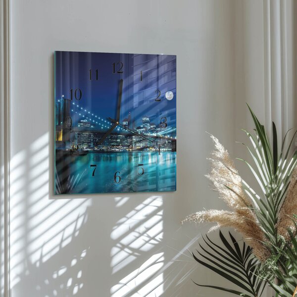 Skleněné hodiny na stěnu Noc na obzoru zskc-30x30-00173754