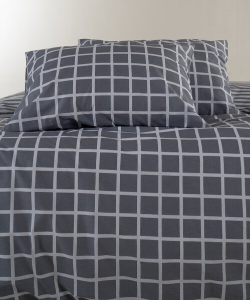 Šedé povlečení na jednolůžko z bavlny Renforcé 140x200 cm Linear Calm Geometric – Mila Home Luxury
