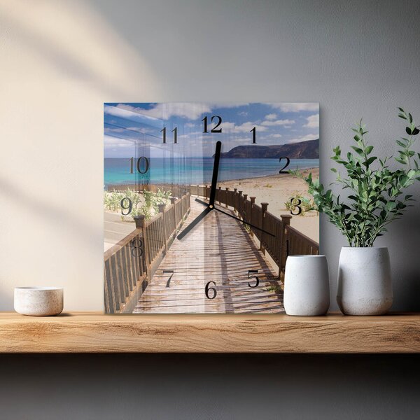 Skleněné hodiny na stěnu Pláž Moře zskc-30x30-00173766