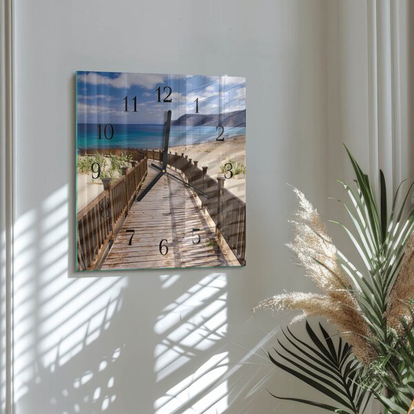 Skleněné hodiny na stěnu Pláž Moře zskc-30x30-00173766