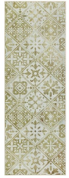 Breno Kusový koberec LUNA 107 beige – béžové dlaždice, 60x180 cm, Vícebarevné/Béžová