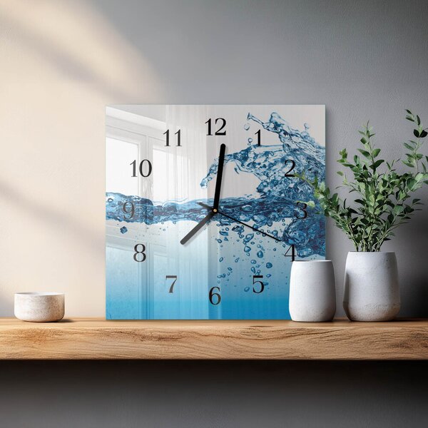 Skleněné hodiny na stěnu Voda zskc-30x30-00173788