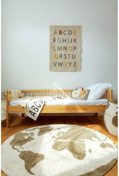 Zelený/krémový pratelný/ručně tkaný bavlněný dětský koberec ø120 cm World Map – Lorena Canals