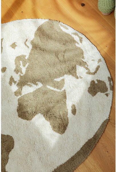 Zelený/krémový pratelný/ručně tkaný bavlněný dětský koberec ø120 cm World Map – Lorena Canals