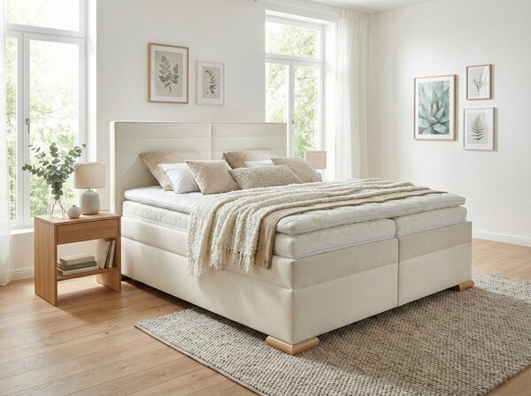 Boxspring postel LUMINA s úložným prostorem, matrací a topperem plocha spaní 160x200