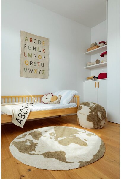Zelený/krémový pratelný/ručně tkaný bavlněný dětský koberec ø120 cm World Map – Lorena Canals